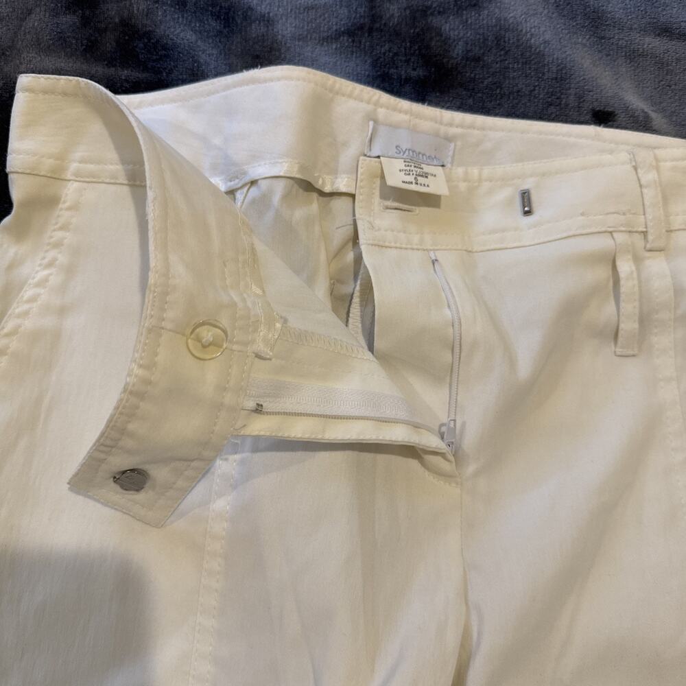 SYMMETRY White High-Rise Trouser Pants Belted Elastic Waist Size 6 - Picture 11 of 16